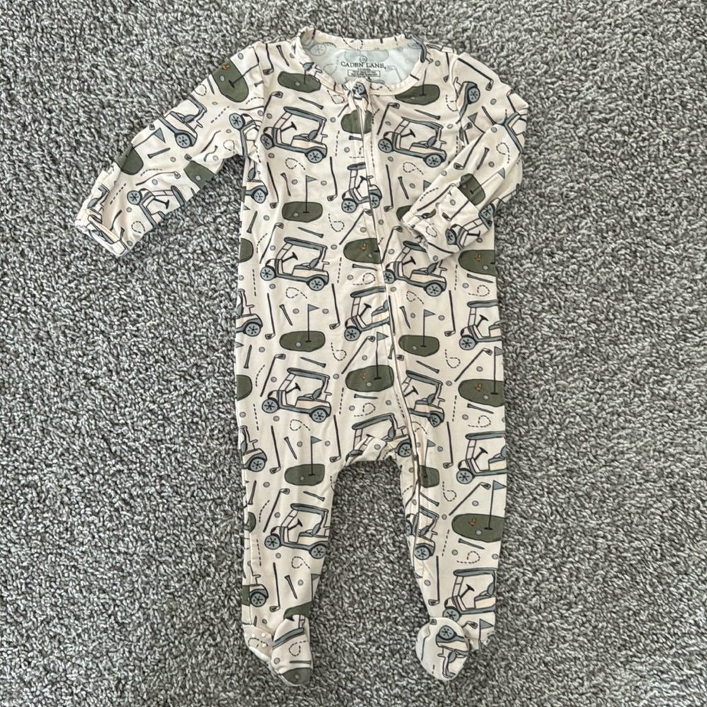 Caden Lane bamboo golf cart footie, size 0-3mo, like new!